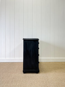 An English Ebonized Pine Black Chest of Drawers Dresser c1890