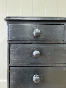 An English Ebonized Pine Black Chest of Drawers Dresser c1890