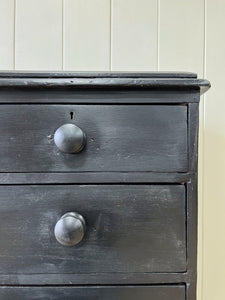 An English Ebonized Pine Black Chest of Drawers Dresser c1890
