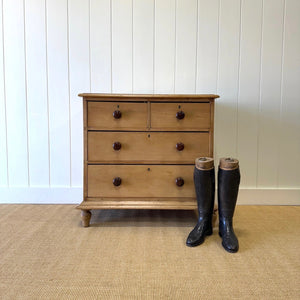 An Antique English Pine Chest of Drawers Dresser Tulip Feet c1890