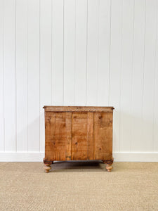 A Charming English Pine Deep and Low Chest of Drawers Dresser with Wooden Knobs c1890