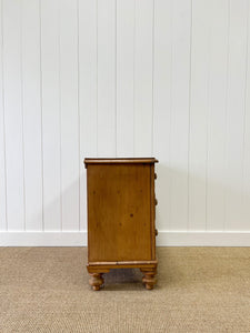 A Charming English Pine Deep and Low Chest of Drawers Dresser with Wooden Knobs c1890