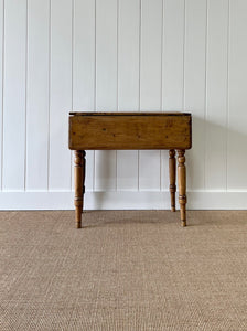 A Diminutive Antique English Country Pine Drop Leaf Kitchen Dining Table c1890