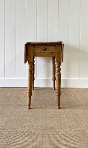 A Diminutive Antique English Country Pine Drop Leaf Kitchen Dining Table c1890