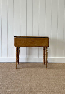 A Diminutive Antique English Country Pine Drop Leaf Kitchen Dining Table c1890