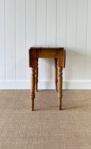 A Diminutive Antique English Country Pine Drop Leaf Kitchen Dining Table c1890