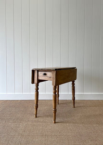 A Diminutive Antique English Country Pine Drop Leaf Kitchen Dining Table c1890