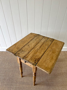 A Diminutive Antique English Country Pine Drop Leaf Kitchen Dining Table c1890
