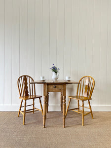 A Diminutive Antique English Country Pine Drop Leaf Kitchen Dining Table c1890
