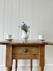 A Diminutive Antique English Country Pine Drop Leaf Kitchen Dining Table c1890