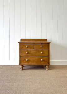 An Antique English Pine Chest of Drawers Dresser with Wooden Knobs c1890