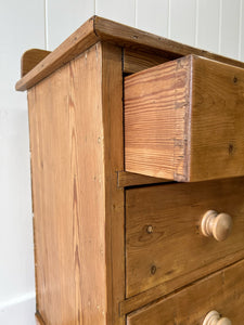 An Antique English Pine Chest of Drawers Dresser with Wooden Knobs c1890