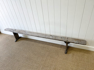 An Antique French Country Elm Bench Almost 10 Feet Long!