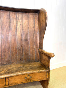 An English 19th Century Curved Bench or Settle