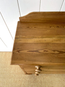 An Antique English Pine Chest of Drawers Dresser Tulip Feet c1890