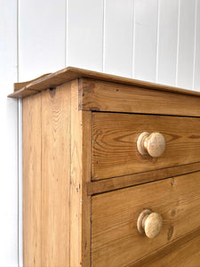An Antique English Pine Chest of Drawers Dresser Tulip Feet c1890