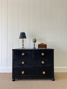 An Antique English Ebonized Black Chest of Drawers Dresser c1890