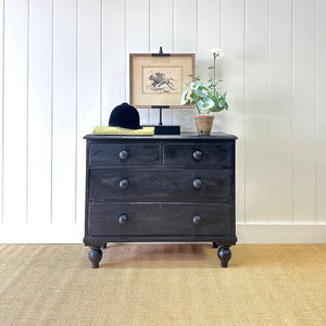 An Ebonized English Pine Chest of Drawers Dresser c1890