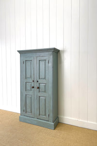 A Handsome Blue Gray English 19th Century Housekeeper's Cupboard