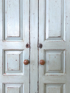 A Handsome Blue Gray English 19th Century Housekeeper's Cupboard