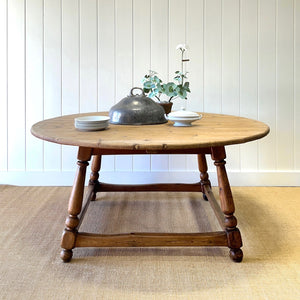 Antique English Country 66" Round Dining Table