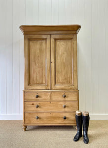 A Large 19th Century English Pine Linen Press Cupboard
