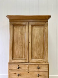 A Large 19th Century English Pine Linen Press Cupboard