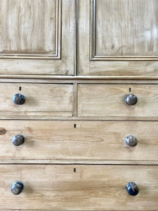 A Large 19th Century English Pine Linen Press Cupboard
