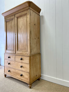 A Large 19th Century English Pine Linen Press Cupboard
