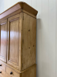 A Large 19th Century English Pine Linen Press Cupboard