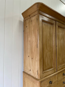 A Large 19th Century English Pine Linen Press Cupboard