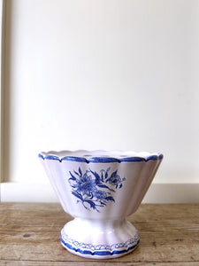 Pretty French Faience Moustieres Atelier St Michel Vase Flower Frog Holder