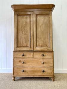 A Large 19th Century English Pine Linen Press Cupboard