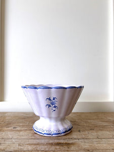 Pretty French Faience Moustieres Atelier St Michel Vase Flower Frog Holder