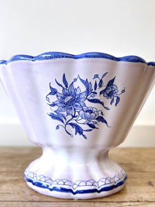 Pretty French Faience Moustieres Atelier St Michel Vase Flower Frog Holder