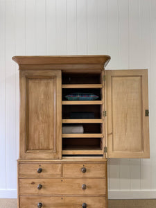 A Large 19th Century English Pine Linen Press Cupboard