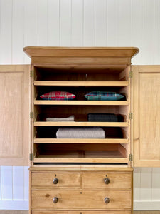 A Large 19th Century English Pine Linen Press Cupboard