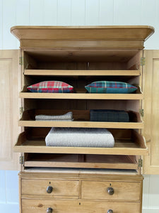 A Large 19th Century English Pine Linen Press Cupboard