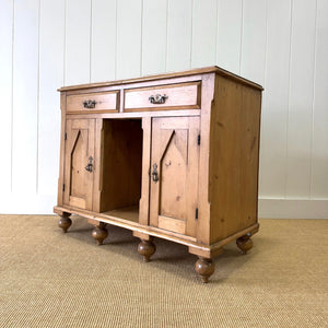 An Antique English Gothic Pine Sideboard c1880