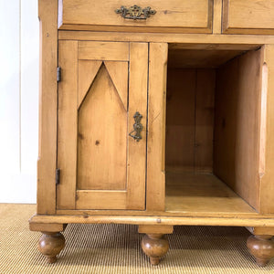 An Antique English Gothic Pine Sideboard c1880