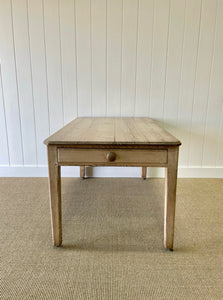 An Antique English Country Pine Dry Surface 5ft Dining Harvest Table on Castors
