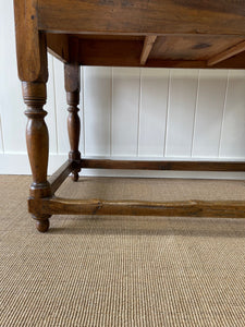 An Antique English Country Pine Console Table with Drawer c1850