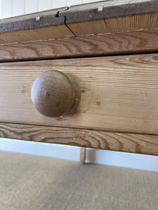 An Antique English Country Pine Dry Surface 5ft Dining Harvest Table on Castors