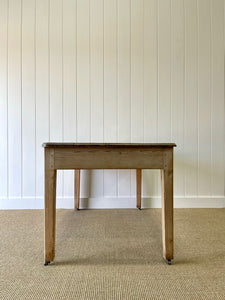 An Antique English Country Pine Dry Surface 5ft Dining Harvest Table on Castors