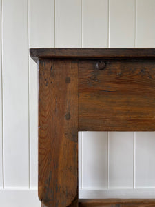 An Antique English Country Pine Console Table with Drawer c1850