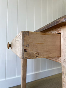 An Antique English Country Pine Dry Surface 5ft Dining Harvest Table on Castors