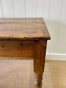 An Antique English Country Pine Console Table with Drawer c1850