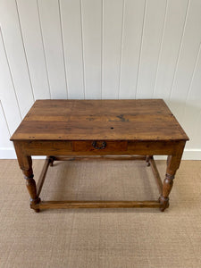 An Antique English Country Pine Console Table with Drawer c1850