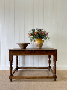 An Antique English Country Pine Console Table with Drawer c1850