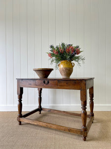 An Antique English Country Pine Console Table with Drawer c1850
